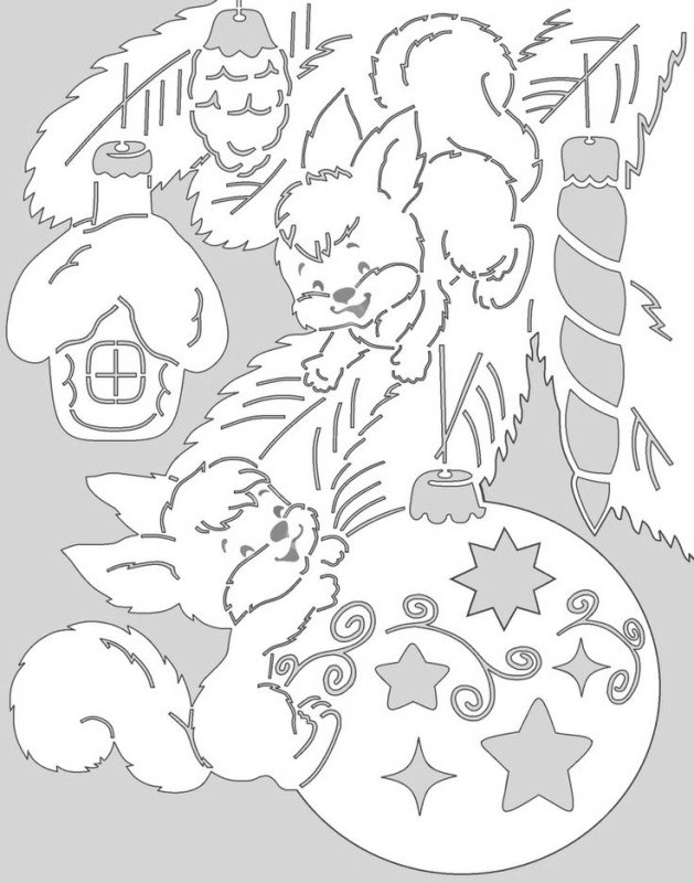 Трафареты на окна новогодние