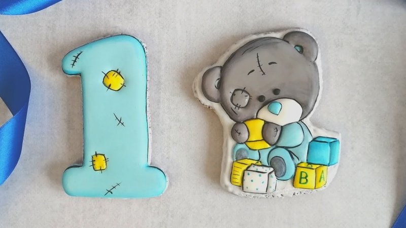 Пряник мишка с кубиками