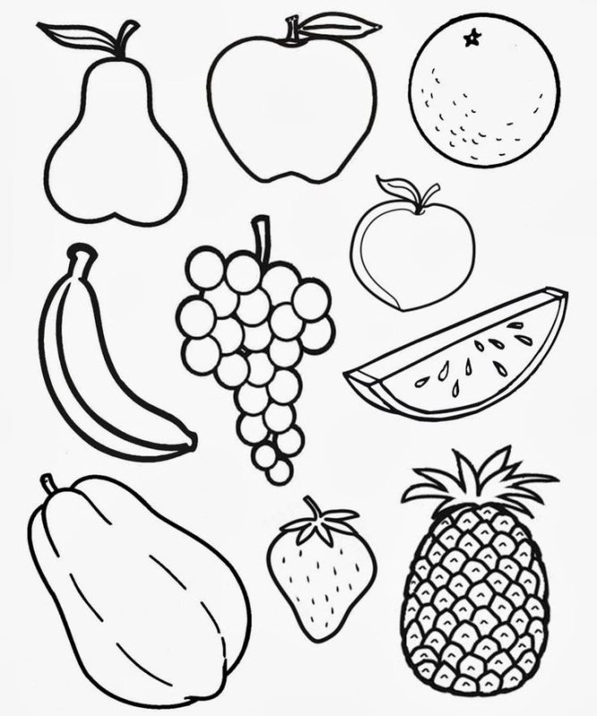 Раскраска фруктов и овощей для детей