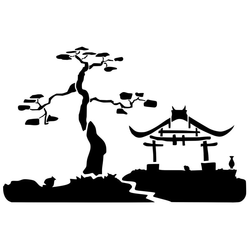 Японский домик силуэт