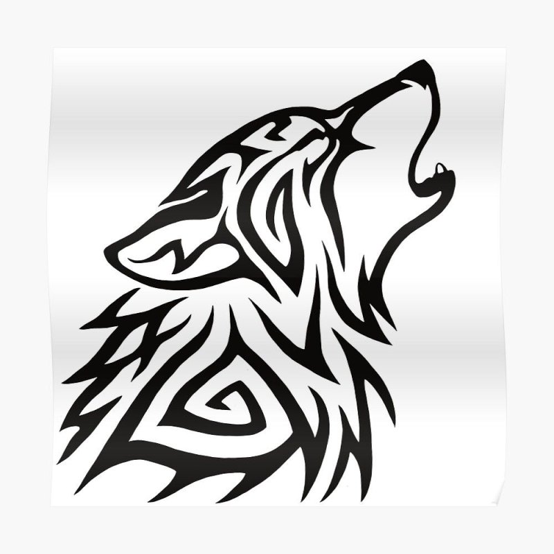 Тату волка в стиле трайбл