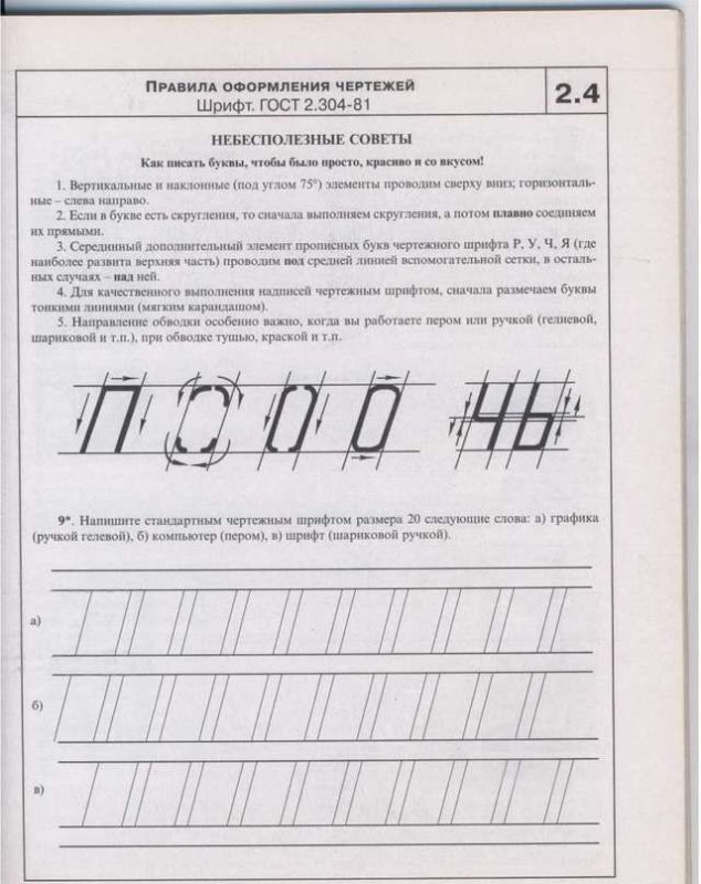 Шрифты черчение прописи