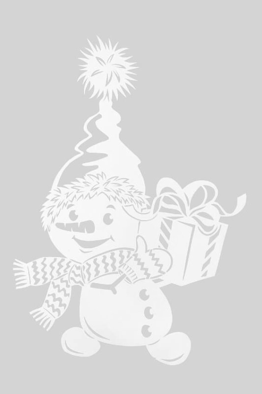 Вытынанка Новогодняя на окно Снеговик