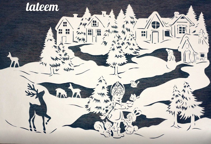 Новогодние пейзажи на окна