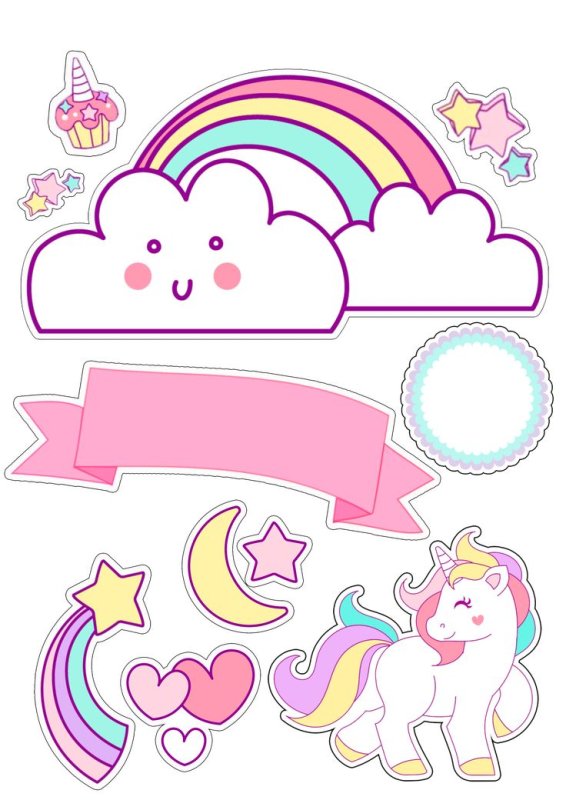 Шаблон Единорожки для торта