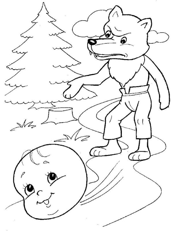 Иллюстрации к сказке Колобок раскраска для детей