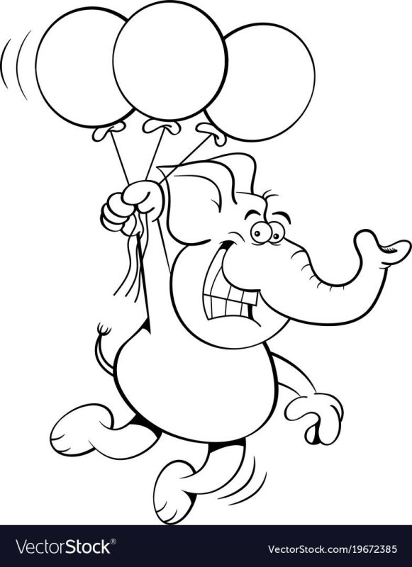 Слон с шариками раскраска