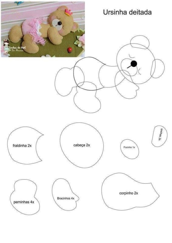 Игрушки для мобиля из фетра выкройки мишка на Луне