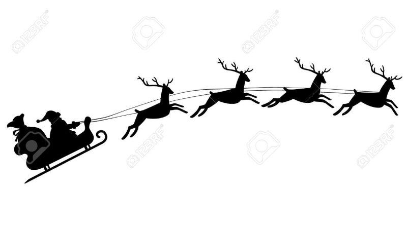 Олени в упряжке трафарет