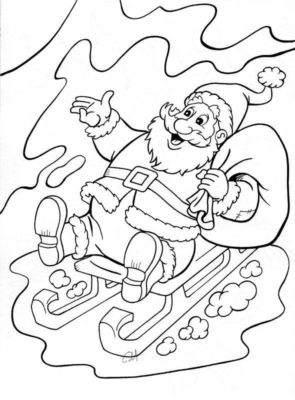 Новогодняя раскраска новый год санки
