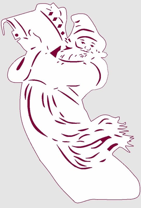 Новогодние вытынанки дед Мороз с ведром