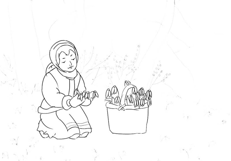 Раскраска по сказке 12 месяцев Маршака