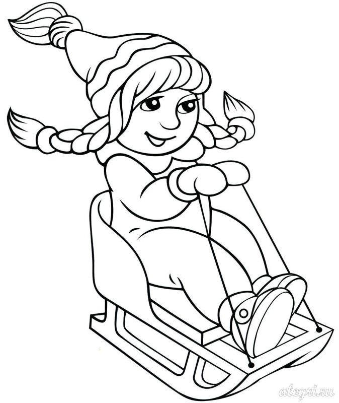 Санки раскраска