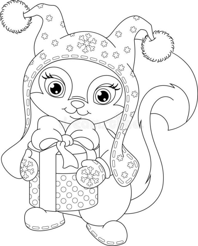 Новогодняя раскраска (белка)