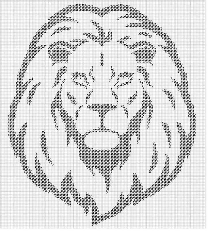 Монохромная вышивка Лев