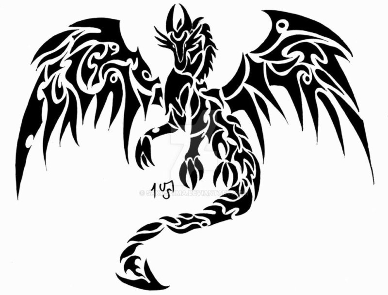 Тату трайбл дракон