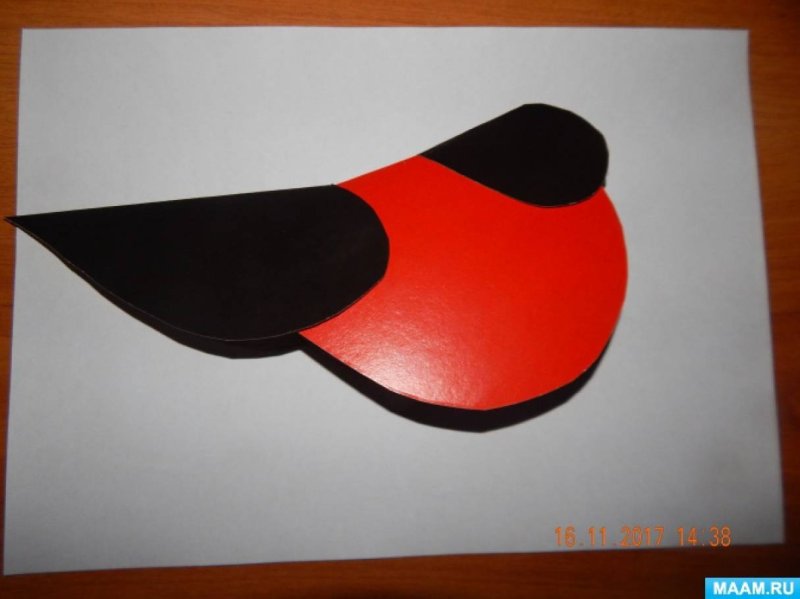 Снегирь из бумаги для детей