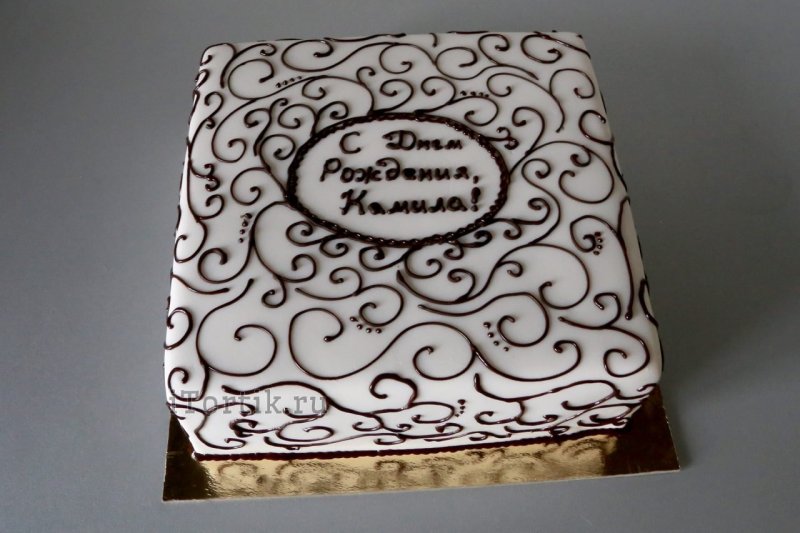 Узоры шоколадом на торте