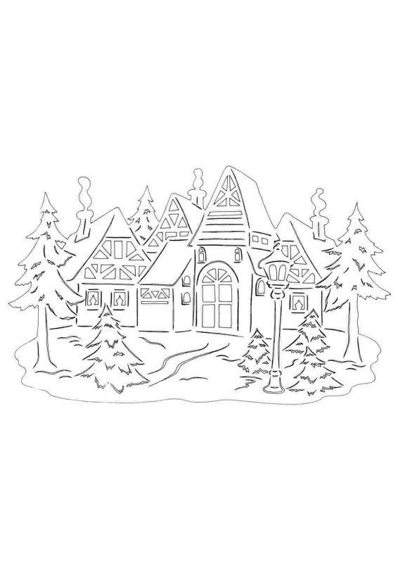 Вытынанки зимние домики