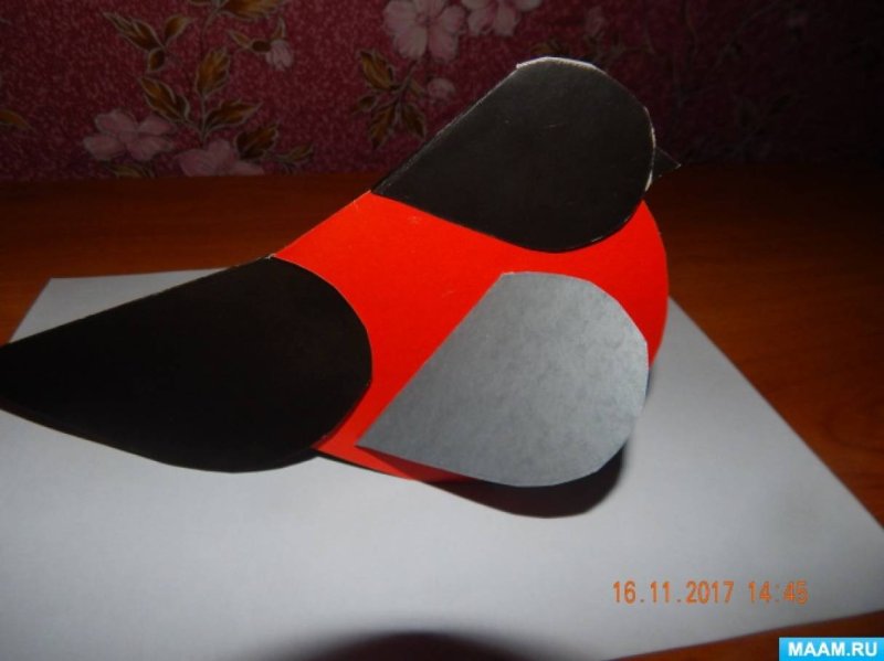 Снегирь из бумаги объемный