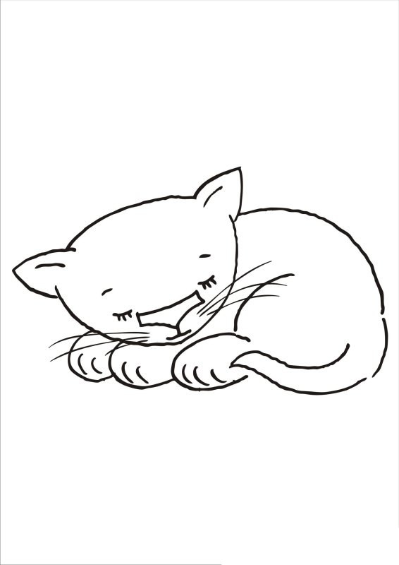 Спящий кот раскраска для детей