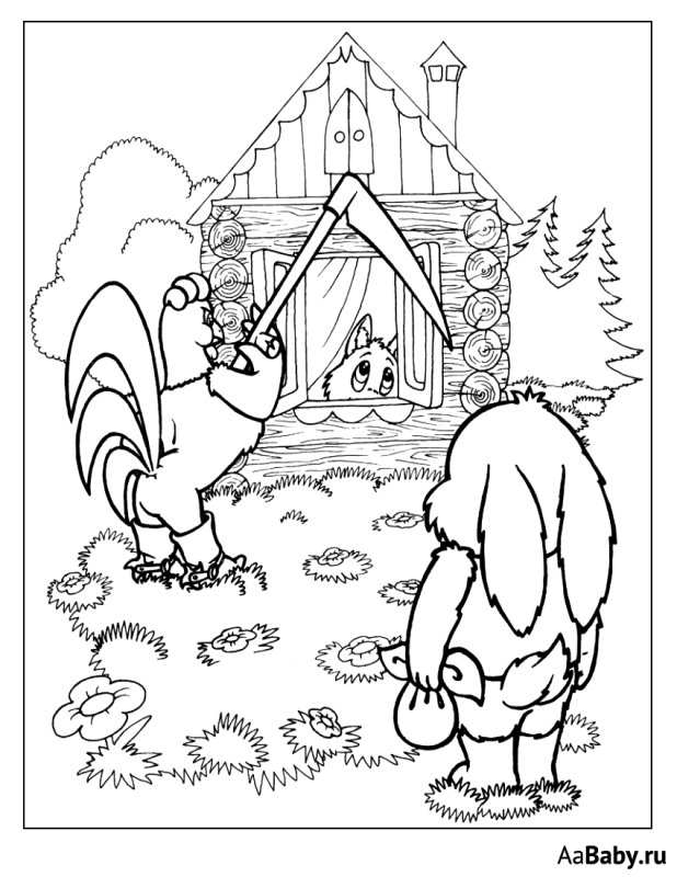 Лиса и заяц раскраска