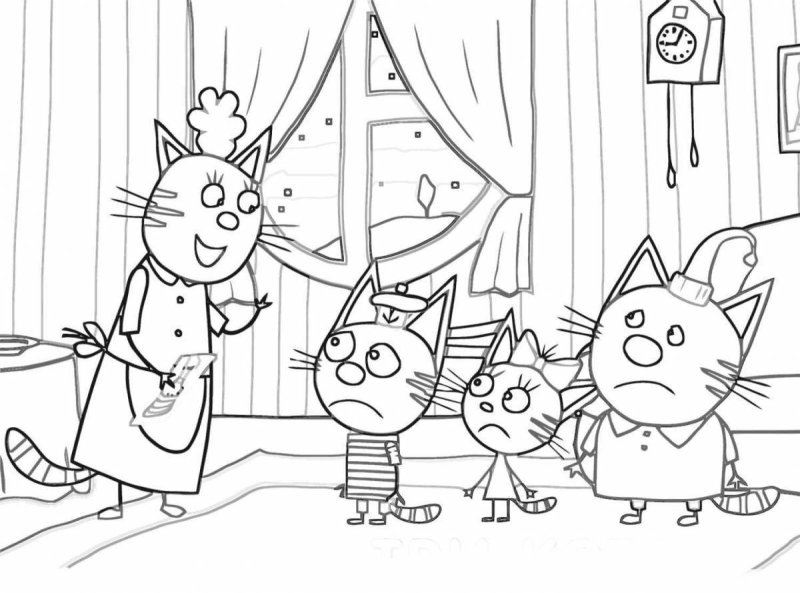 Три кота. Раскраска