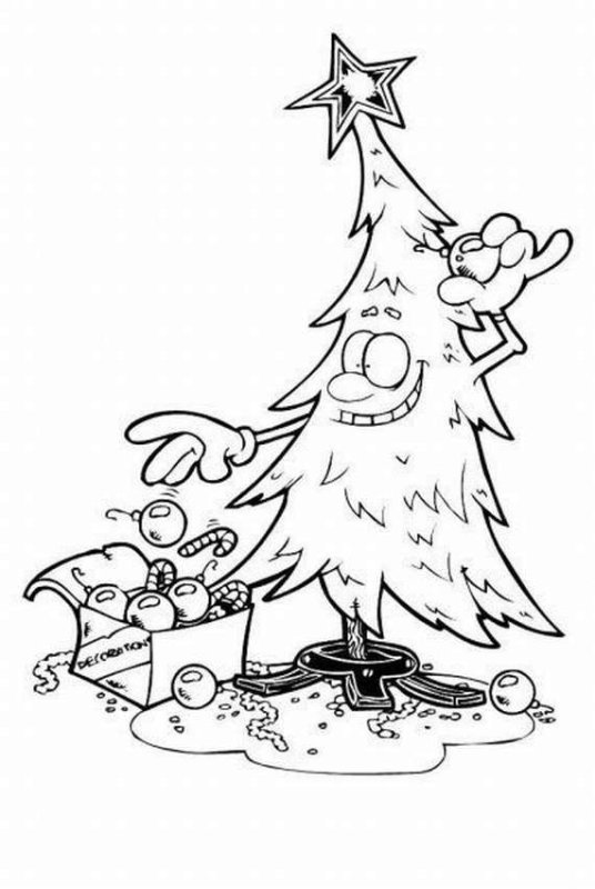 Раскраска елочка Новогодняя