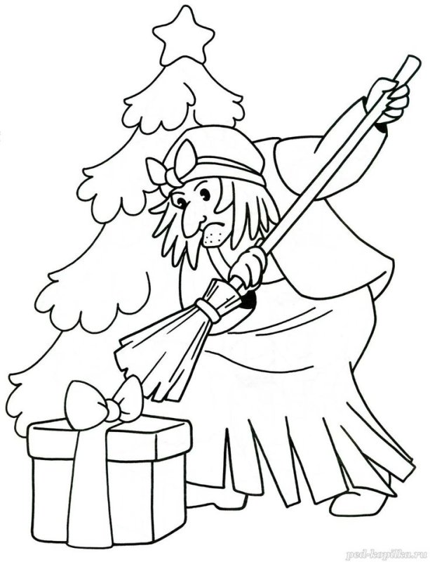 Раскраска баба Яга для детей