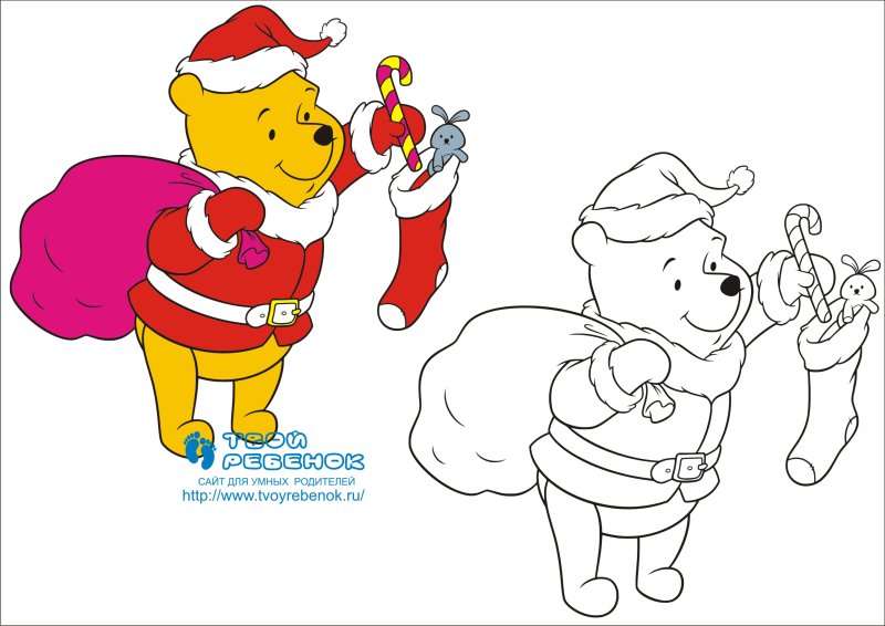 Новогодние раскраски для детей с образцом