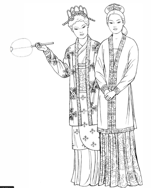 Эскиз древнего китайского костюма