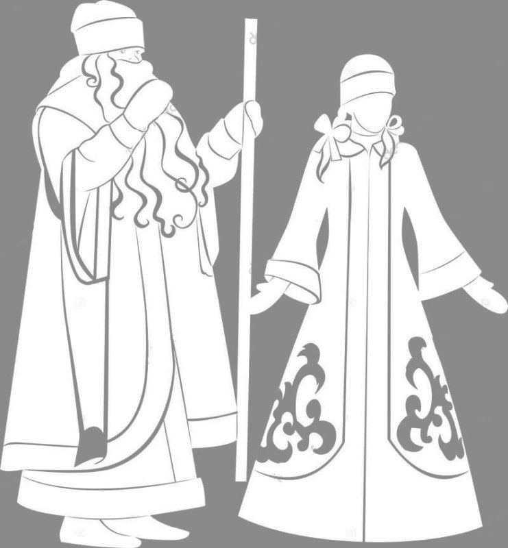 Трафареты на окна дед Мороз и Снегурочка