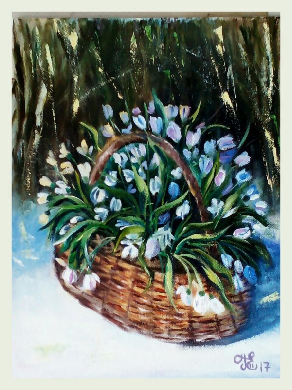 Подснежники в корзине