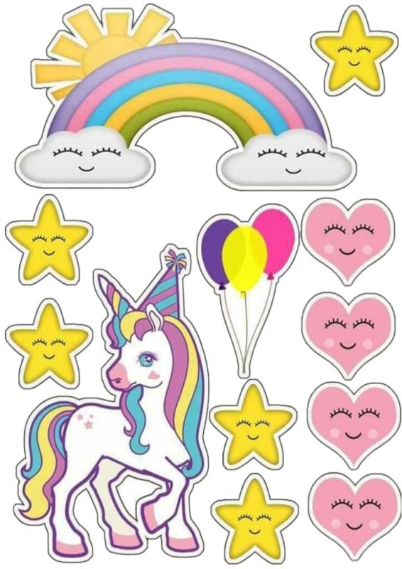 Шаблон для печати на торт Единорожка