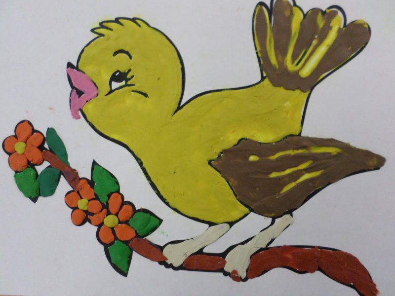 Пластилинография весенние птицы