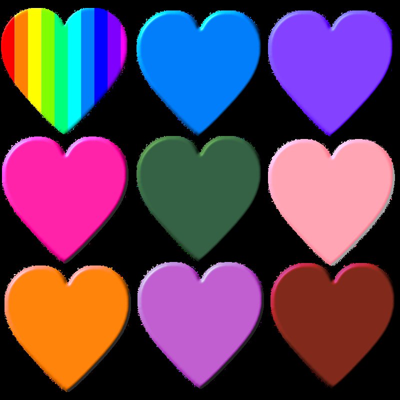 Цветные сердечки для вырезания