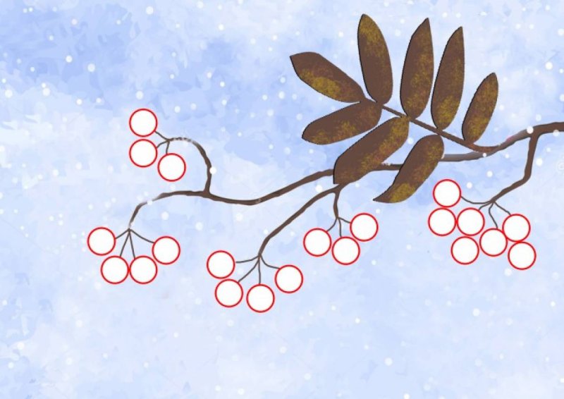 Ветка рябины рисование в младшей группе