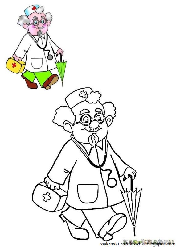 Врач раскраска для детей