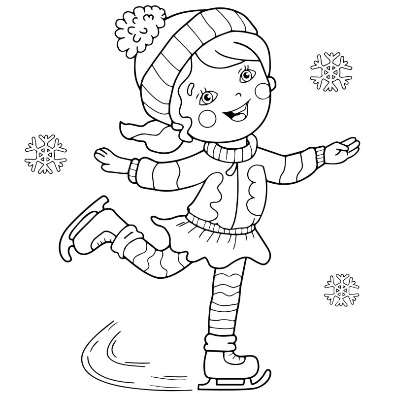 Зимние спортивные раскраски для детей