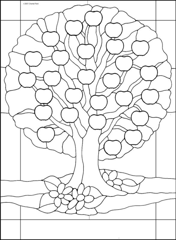 Витраж дерево трафарет