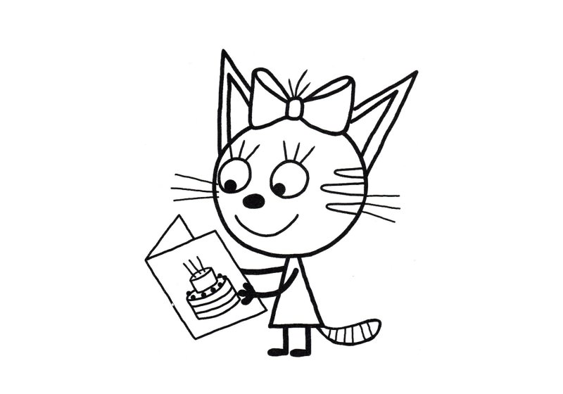 Раскраска три кота Сажик