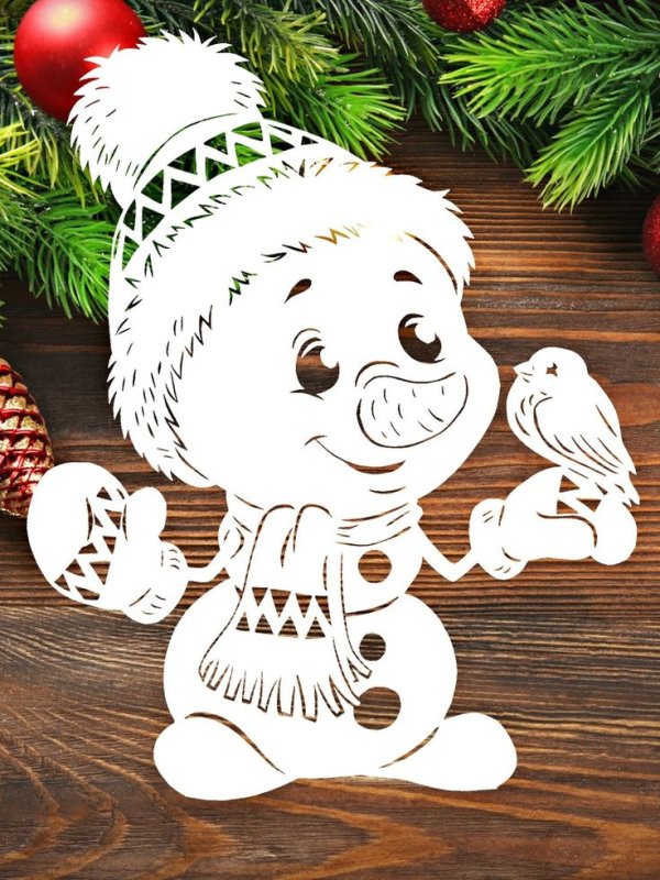 Вытынанки Снеговик