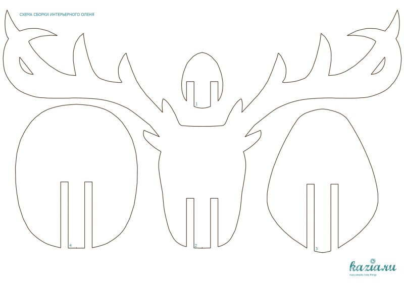 Шаблон оленя из картона