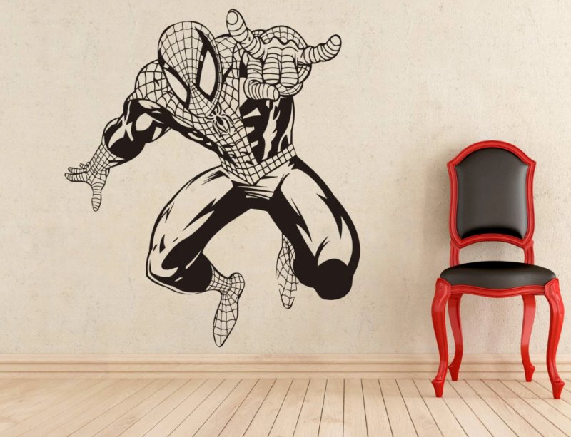 Спайдермен на стене стикер