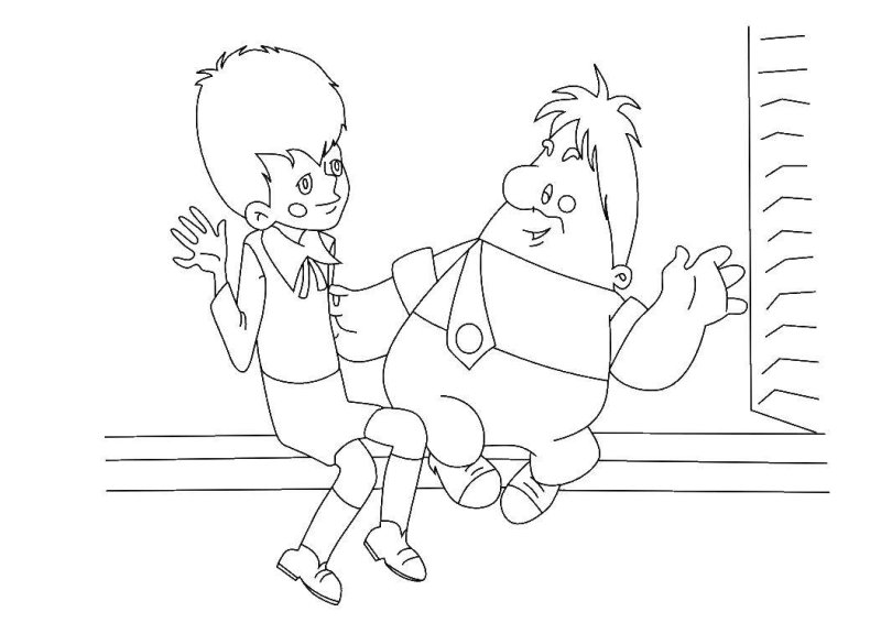 Герои Карлсона и малыша раскраска