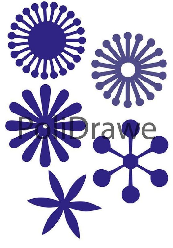 Трафарет цветов с серединками