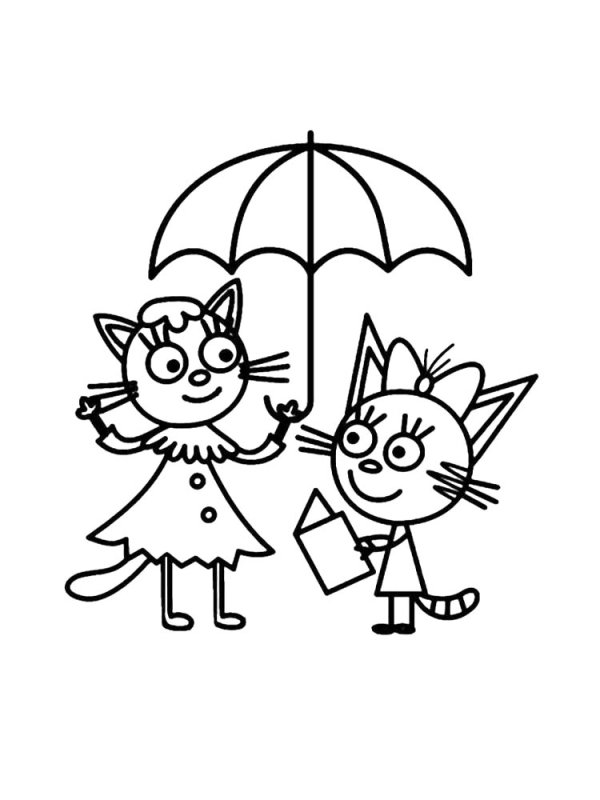 Карамелька три кота раскраска