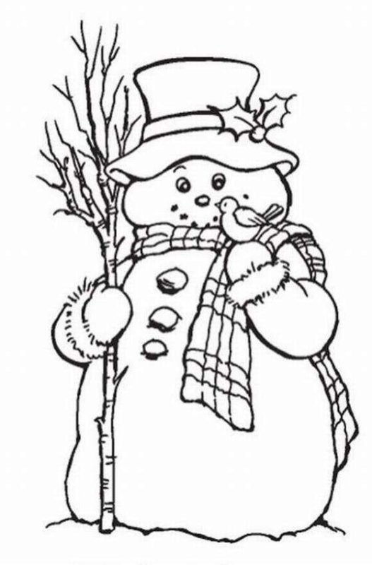 Новогодние раскраски Снеговик