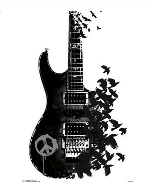 Электрогитара черно белая