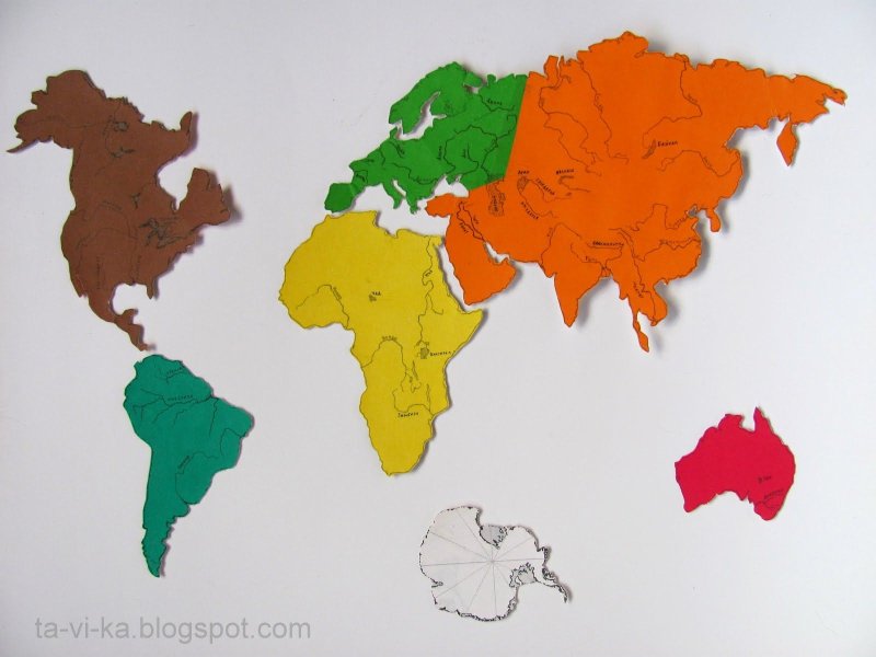 Силуэты континентов